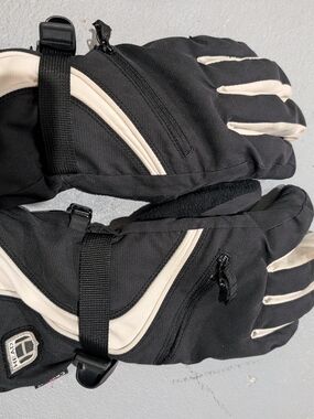 HEAD Black and Cream Insulated Ski Gloves Waterproof Windproof With Pockets L/G